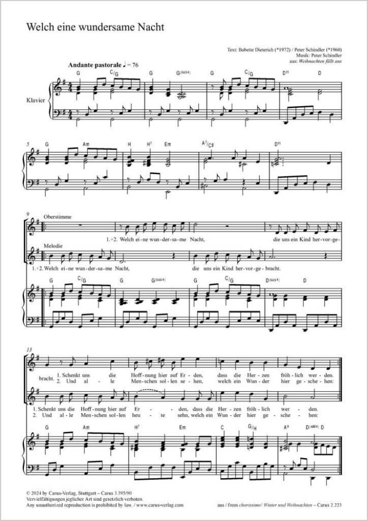 Welch eine wundersame Nacht - G major